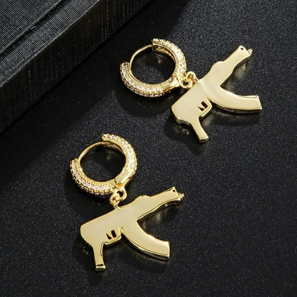 Hoop machine gun earrings